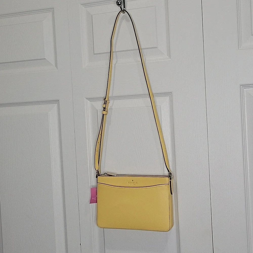 Kate Spade Butter Yellow Crossbody Bag with Minimalist Design NWT